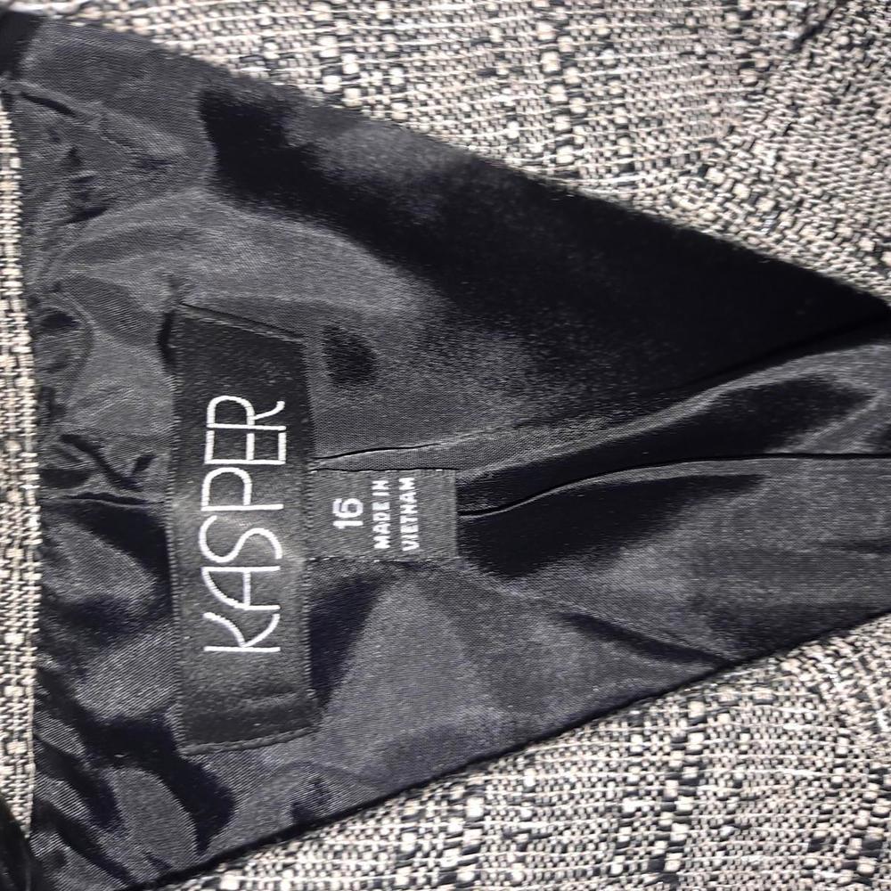 New Kasper Open Front Gray White Black Blazer Size 16‎ - Picture 4 of 7